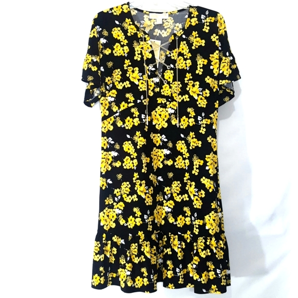 michael kors yellow floral dress